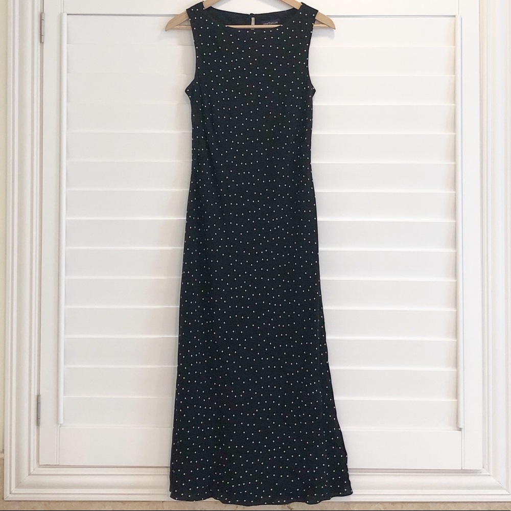 Ann Taylor Sleeveless Midi-Dress Black-Flounce 8P
